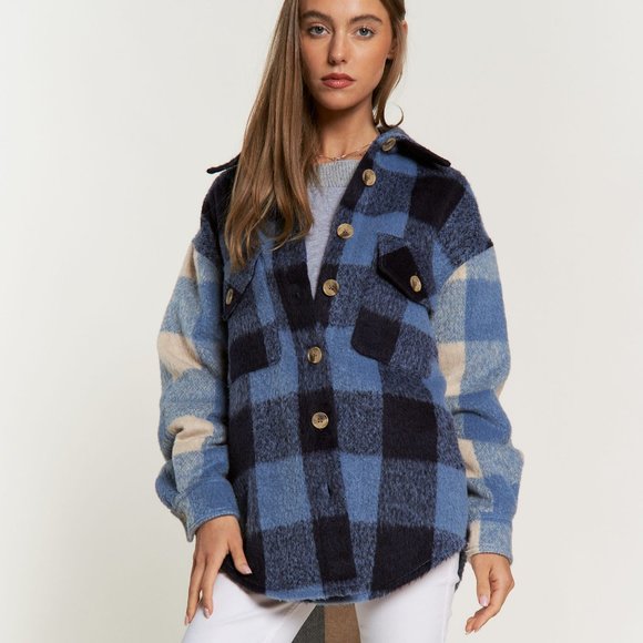 new LIMITED EDITION DAVI N DANI plaid shacket shirt jacket SM-3X western shabby - Picture 3 of 10